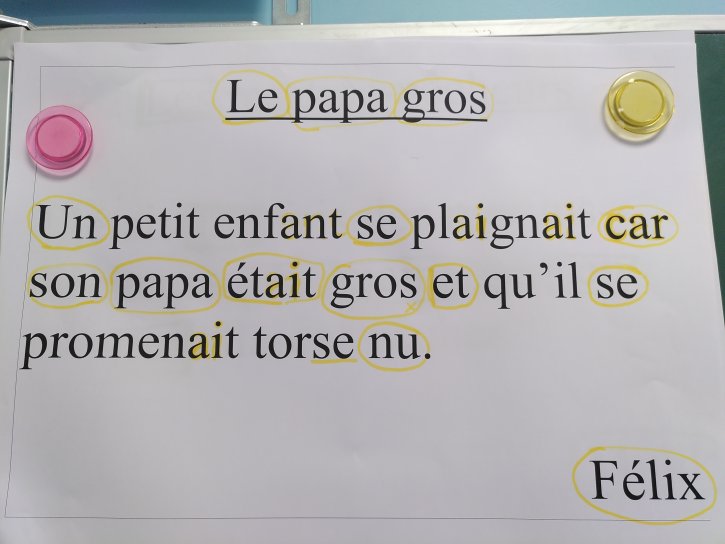 Le papa gros - texte de Felix