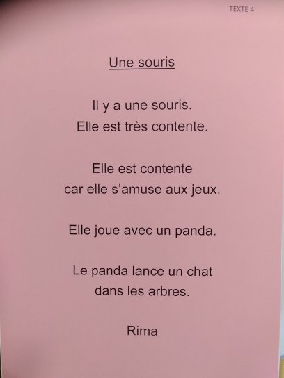 Une souris - texte de Rima